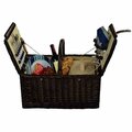 Picnic At Ascot Surrey Picnic Basket for 2-Brown Wicker-Blue Stripe 713-AG